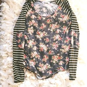 Modern Vintage Floral and Stripped Top!